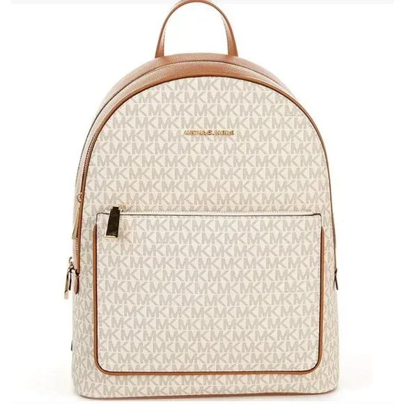 Michael Kors:  Adina Large Logo Backpack - Vanilla/ Acorn Michael Kors Kenly Medium Adina Backpack Pebbled Leather  main image 4
